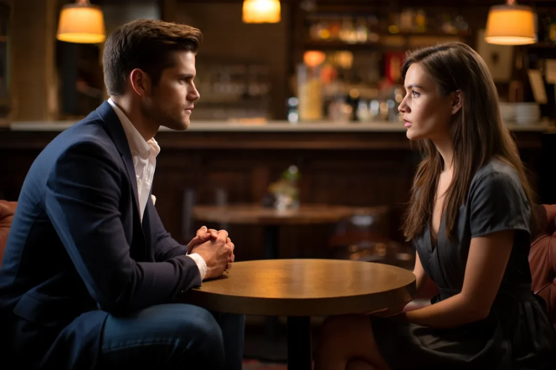 The science of attraction – deep eye contact moment between man and woman