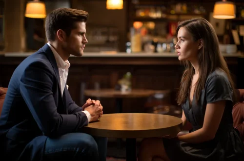 The science of attraction – deep eye contact moment between man and woman