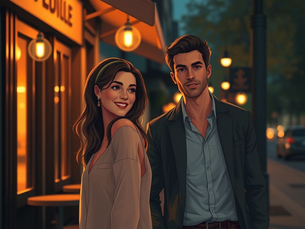Confident man leaving a first date with romantic tension