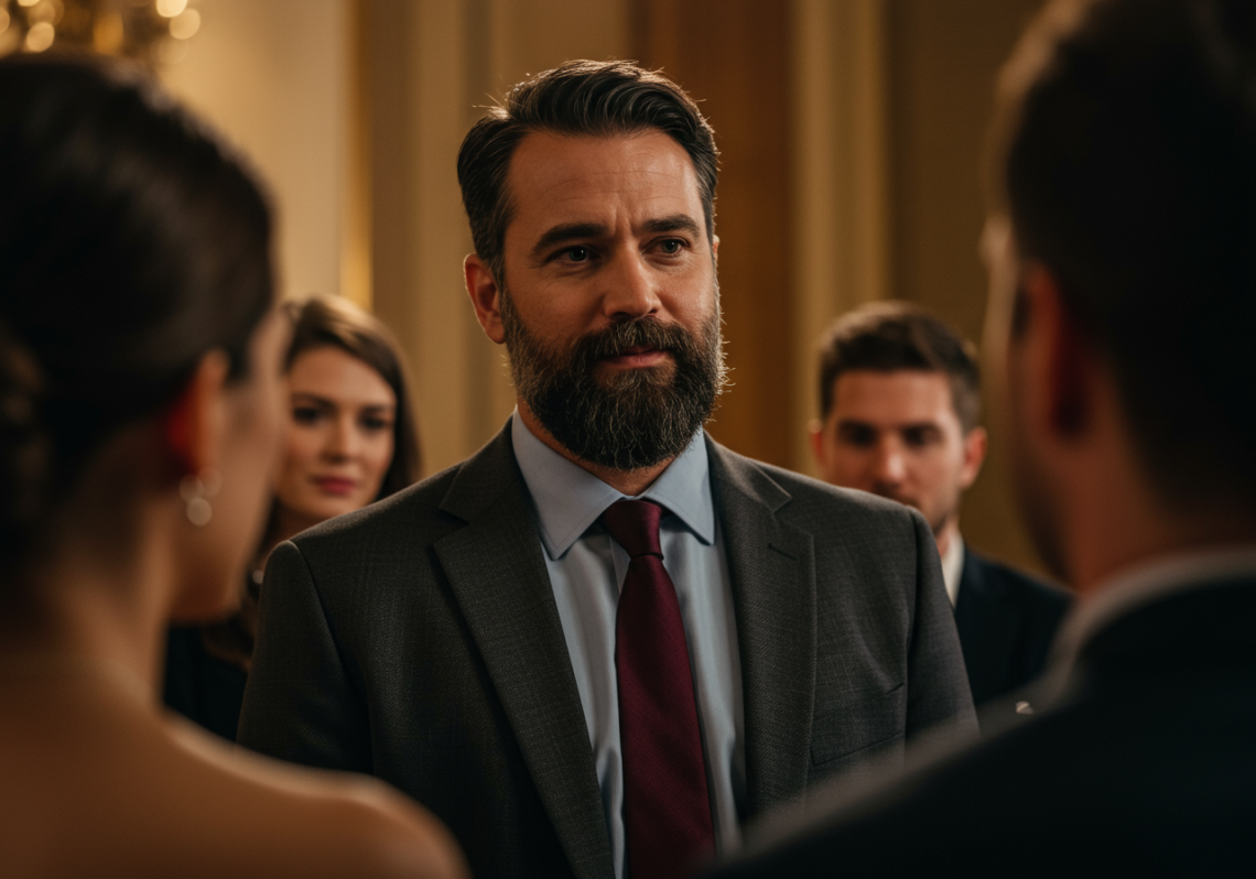 Man displaying presence and charisma in a social setting